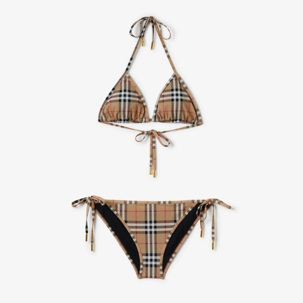 BURBERRY Check Triangle Archive Beige Bikini Bottoms Only size Large (Brand New) - Picture 9 of 9